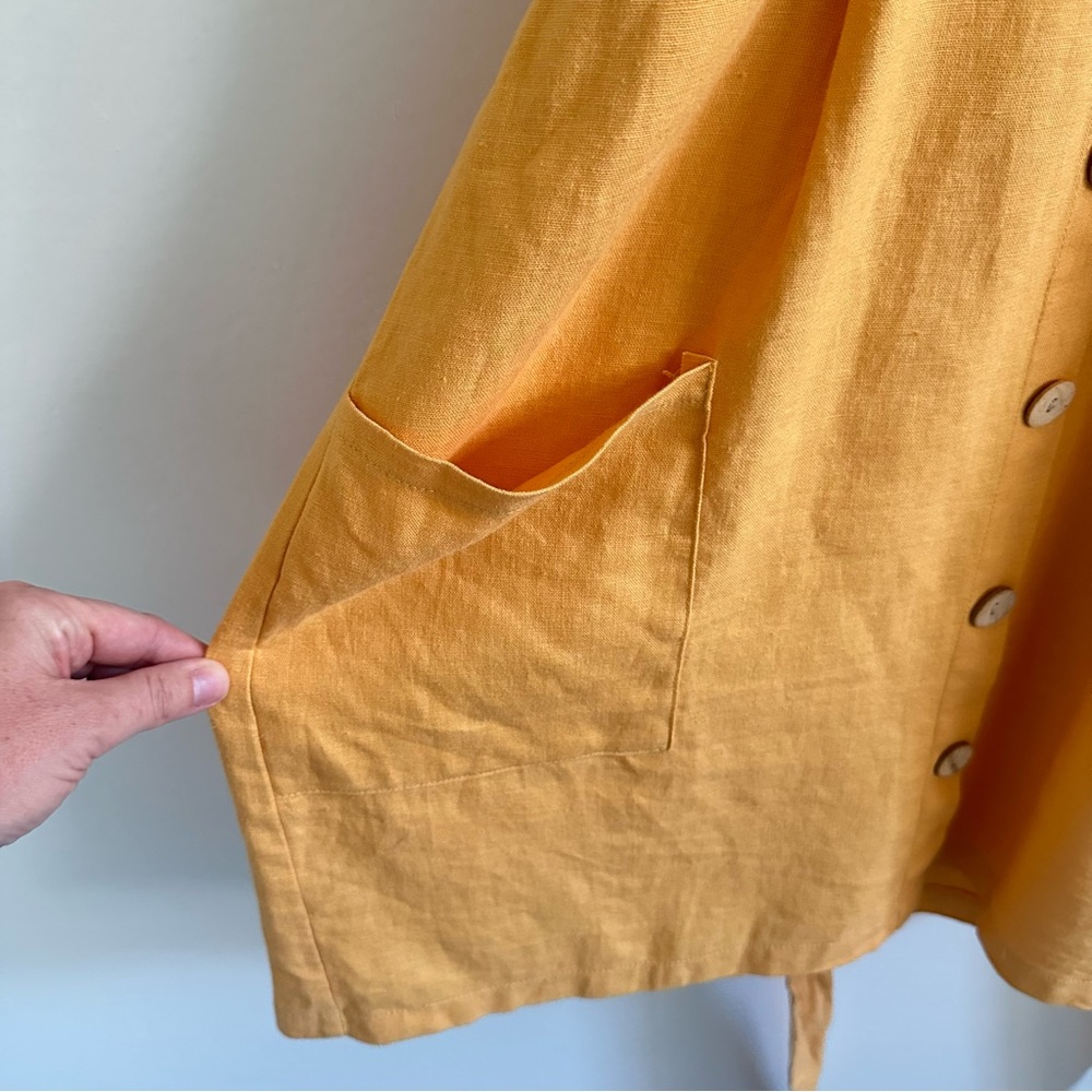 All In Favor (Nordstrom) Mustard Linen Blend Dress Size Medium - Picture 4 of 7